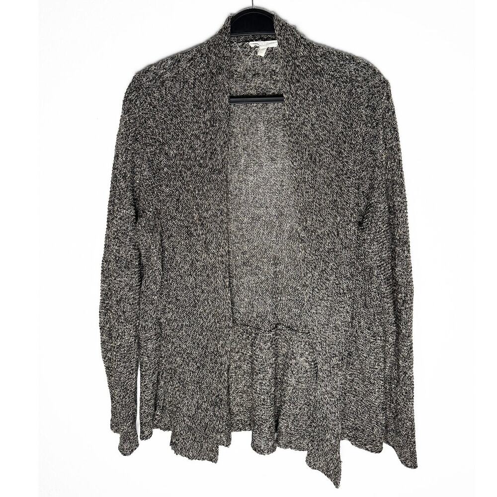 Eileen Fisher Womens 100% Linen Open Front Shaped Cardigan Sweater Ruffle Hem 1X